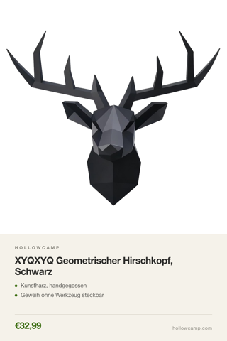 XYQXYQ Geometrischer Hirschkopf, Schwarz