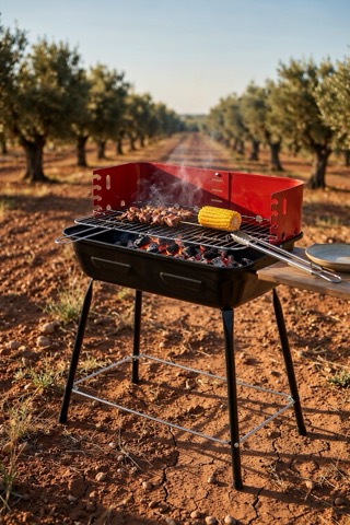 Barbacoa portátil AKTIVE con cortavientos
