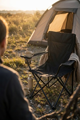 Chaise de camping pliante noire