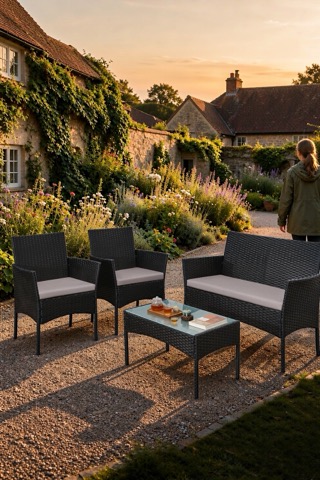 Four-seat rattan table and chair set