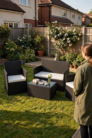 Four-piece rattan set, stackable