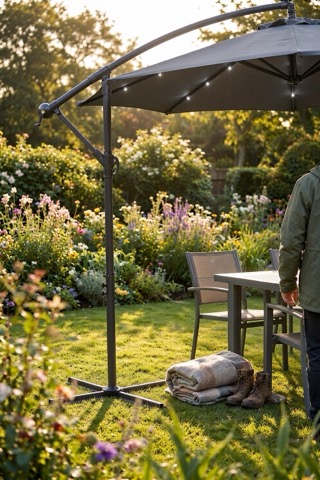 3 m Cantilever Parasol with LED Lights