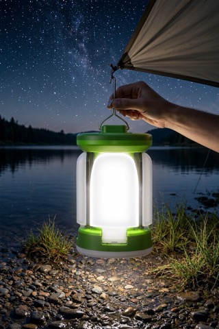 Camping lantern with folding side panels