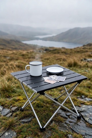 Folding table with aluminium top