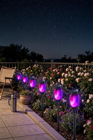 Solar Garden Lights, Orange and Purple Flame
