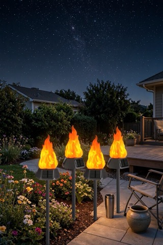 4-Pack Solar Torch Lights, 20 Inch
