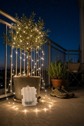 Battery fairy lights on copper wire, 2 × 6 m