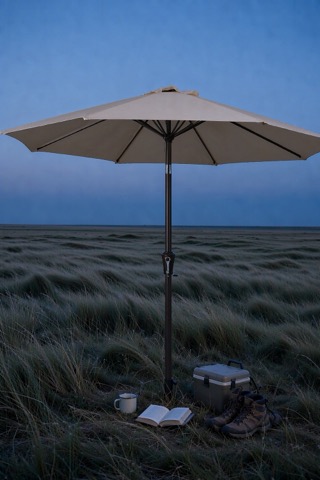 Patio umbrella with base, 2.7 m, beige
