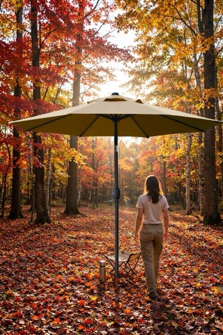 Patio umbrella, 2.7 m, tan