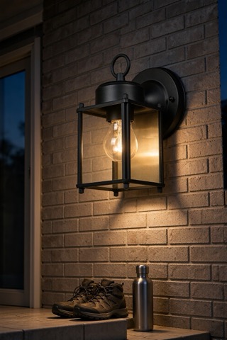 Outdoor wall lantern, 8 inch, black