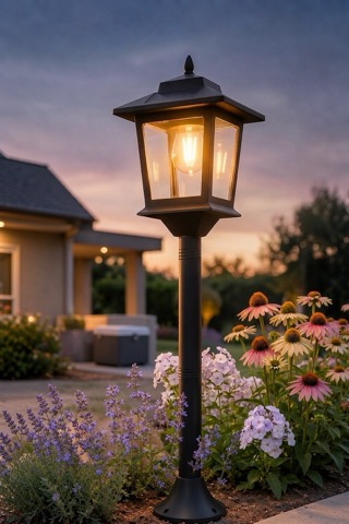 Solar Lamp Posts, 63 in, 2 Pack
