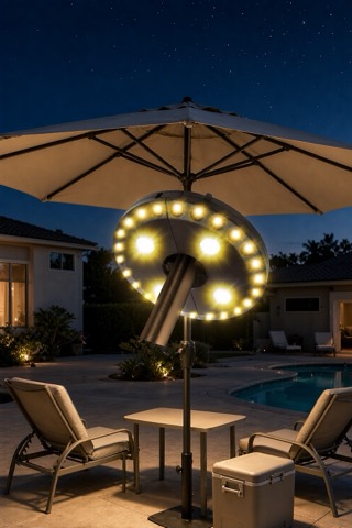 Cordless patio umbrella light, warm white