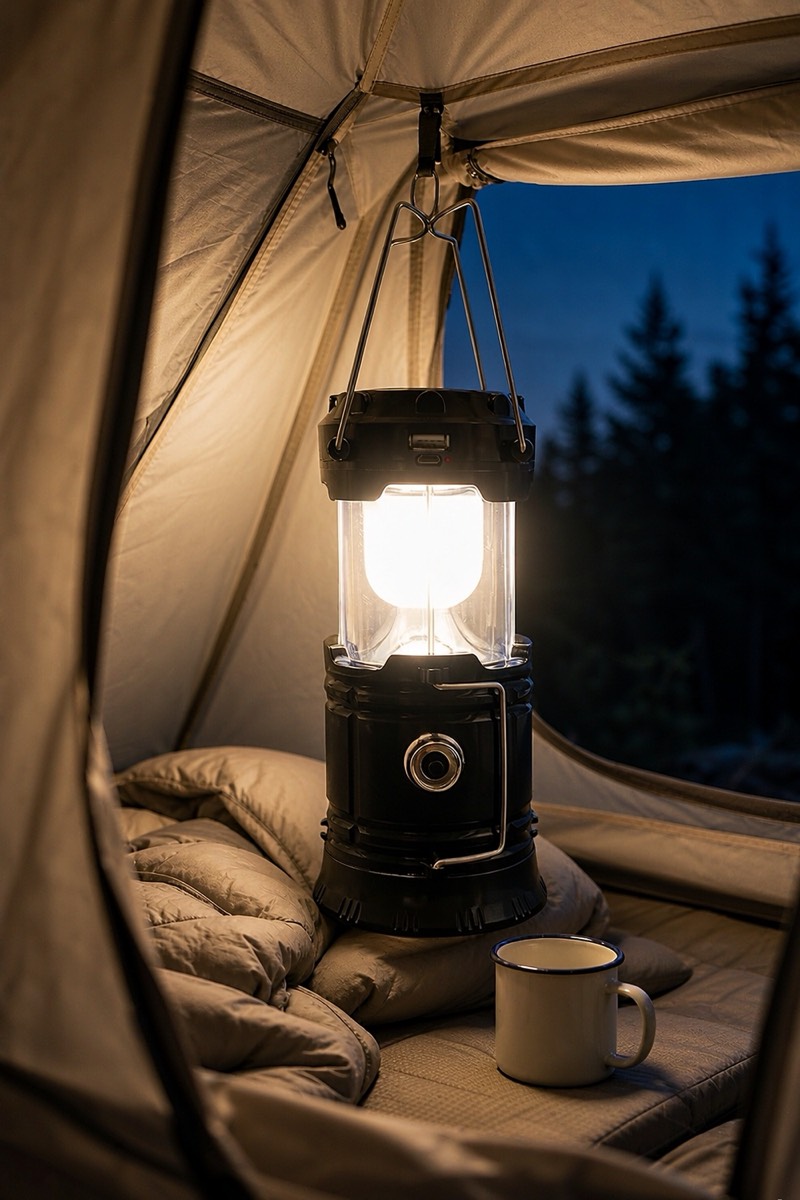 Collapsible solar lantern with USB backup
