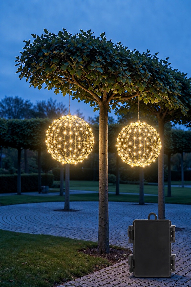 LED-Leuchtkugeln, 2 Stück, warmweiß