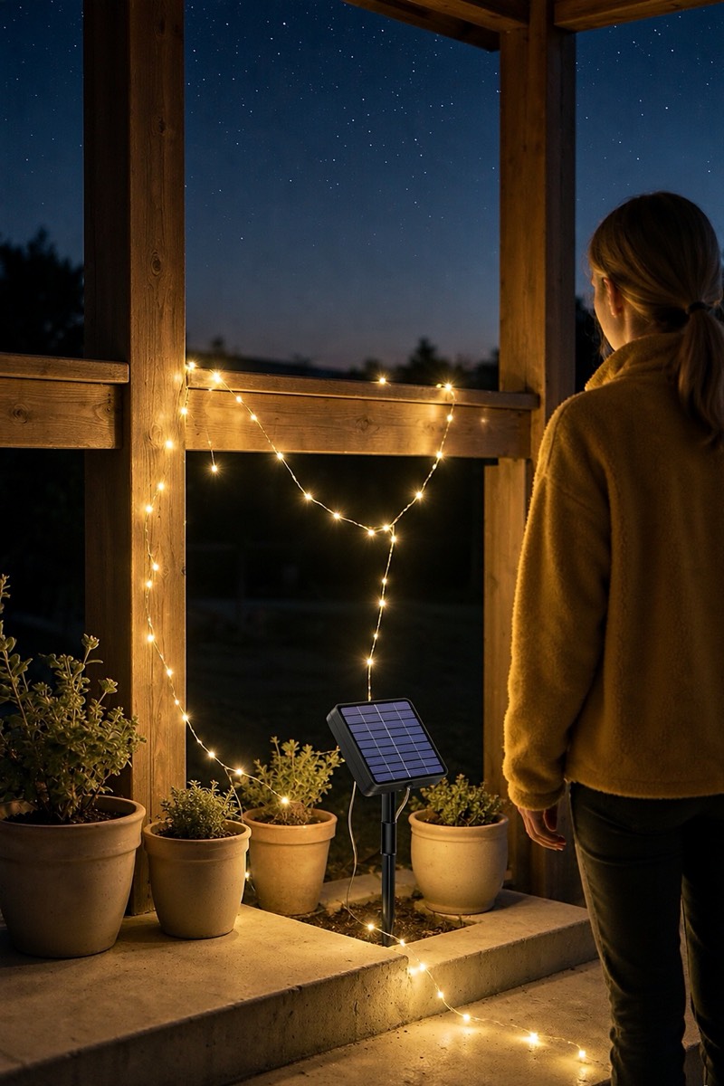 Solar-Lichterkette, 2 × 5 m plus 2 m