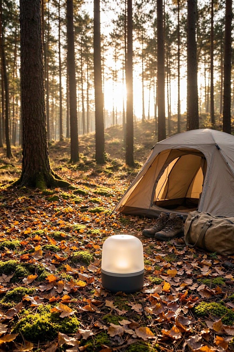 Dynamo-Campinglampe mit Handkurbel
