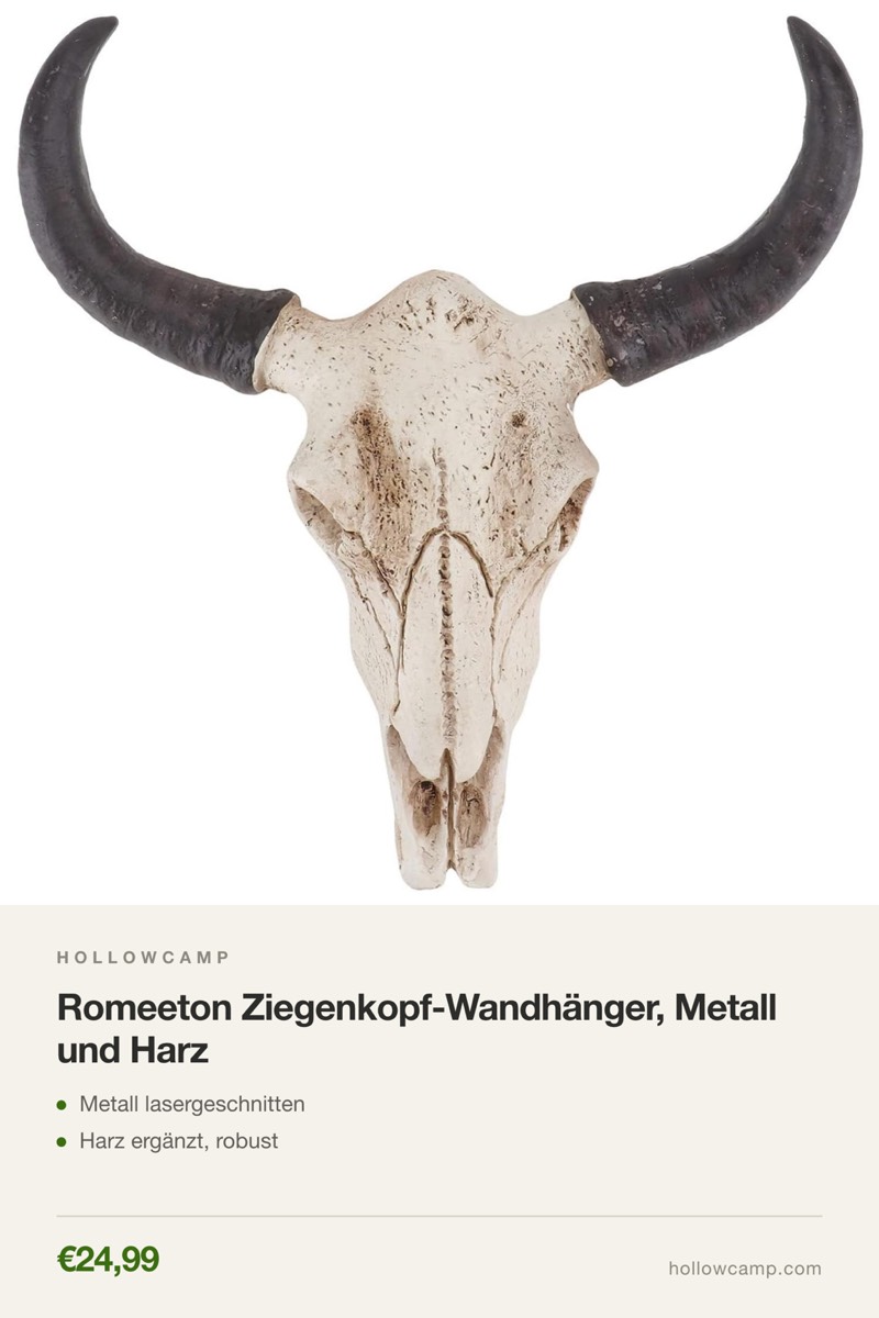Romeeton Ziegenkopf-Wandhänger, Metall und Harz – Tierkopf-Wandskulpturen