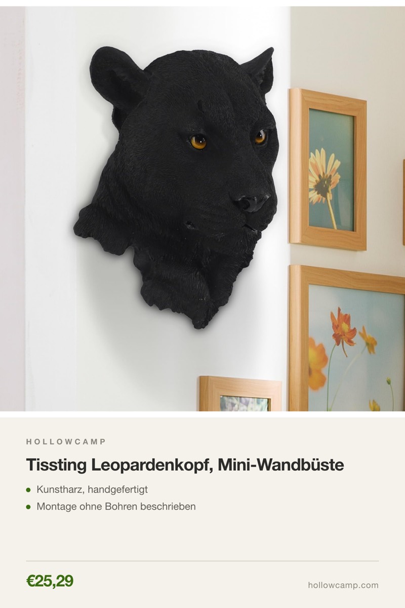 Tissting Leopardenkopf, Mini-Wandbüste – Tierkopf-Wandskulpturen