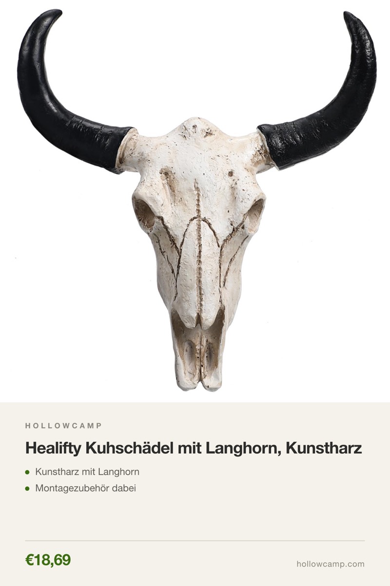 Healifty Kuhschädel mit Langhorn, Kunstharz – Tierkopf-Wandskulpturen