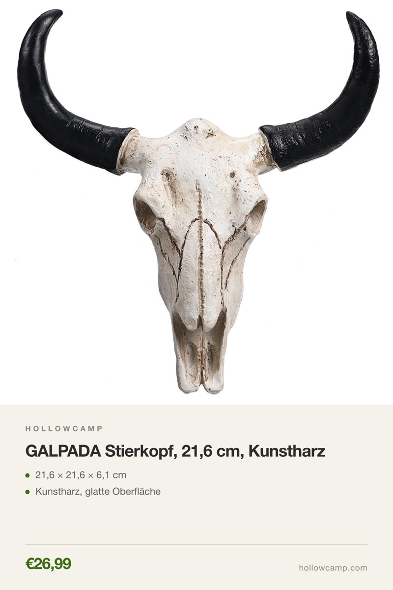 GALPADA Stierkopf, 21,6 cm, Kunstharz – Tierkopf-Wandskulpturen