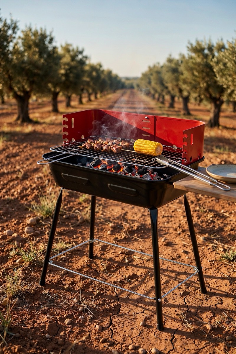 Barbacoa portátil AKTIVE con cortavientos