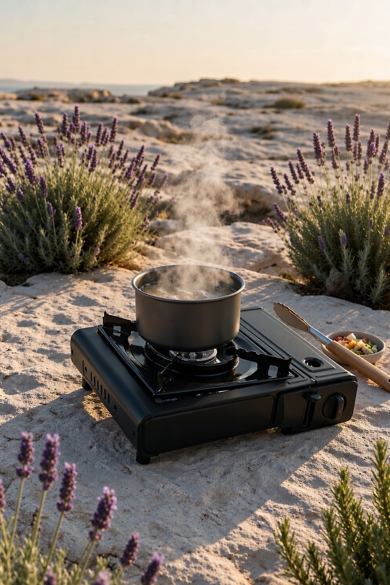 Réchaud de camping 2500 W avec 20 cartouches