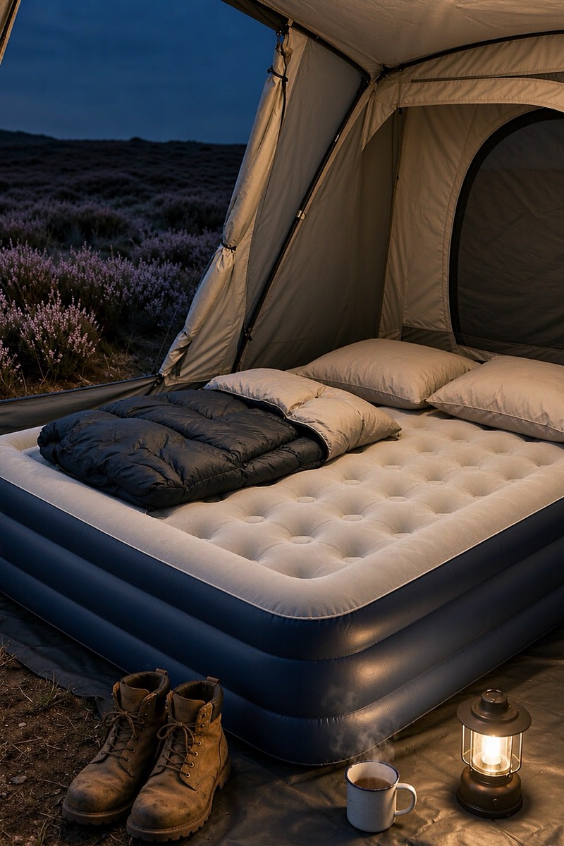 King air bed with built-in pump
