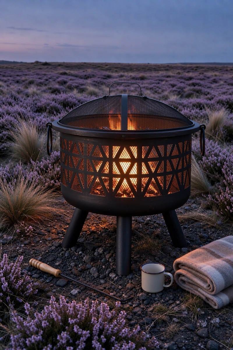 Geometric Fire Pit with Mesh Guard