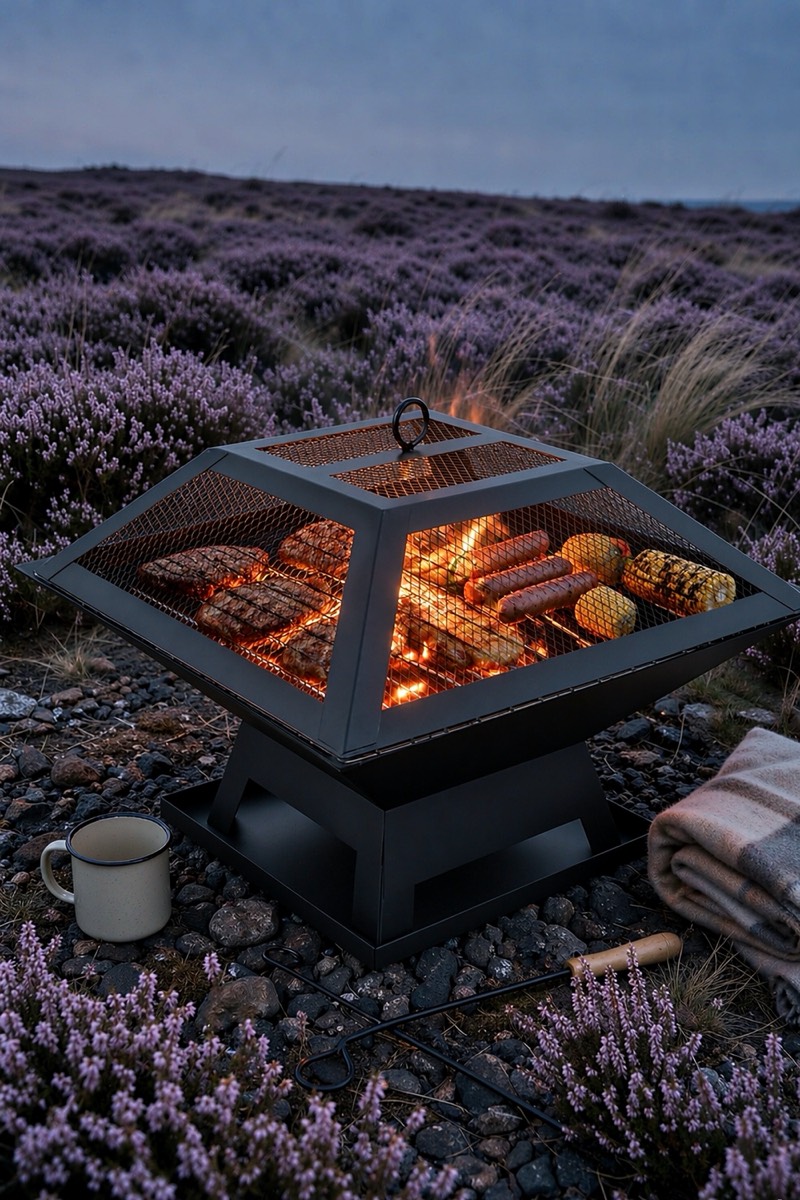 Square 3-in-1 Fire Pit, Grill and Heater