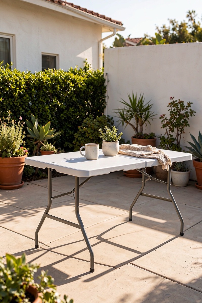 Mesa plegable 180 × 70 cm con estructura de acero