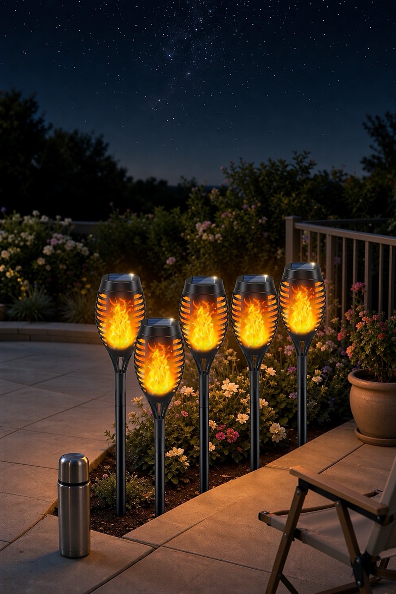Solar Torch Light with Flickering Flame