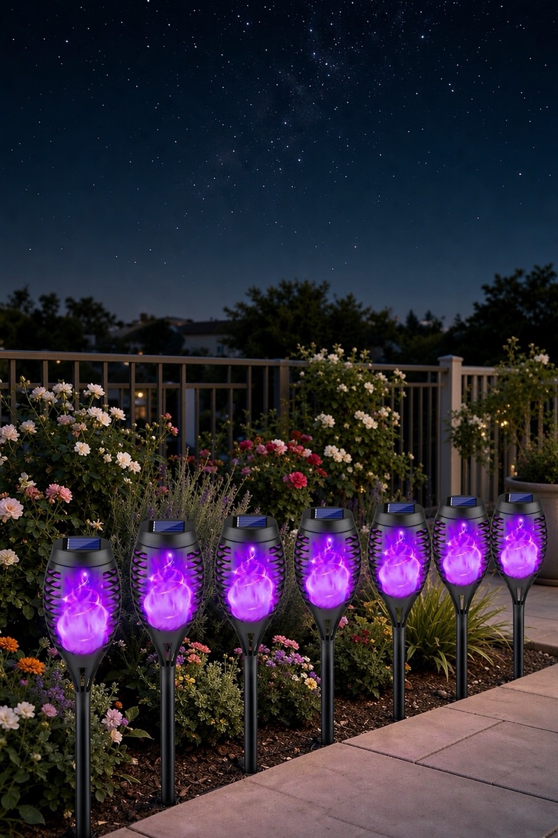 8-Pack Purple Flickering Flame Lights