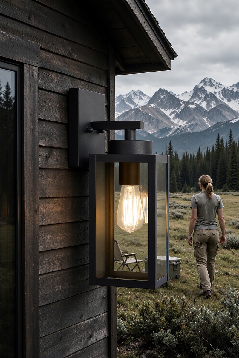 Exterior wall lantern, black, ≈33 cm