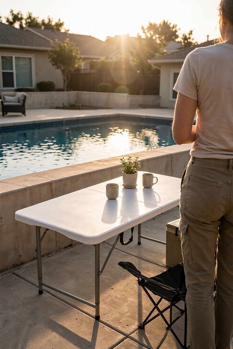 4 ft Folding Table, Three Heights