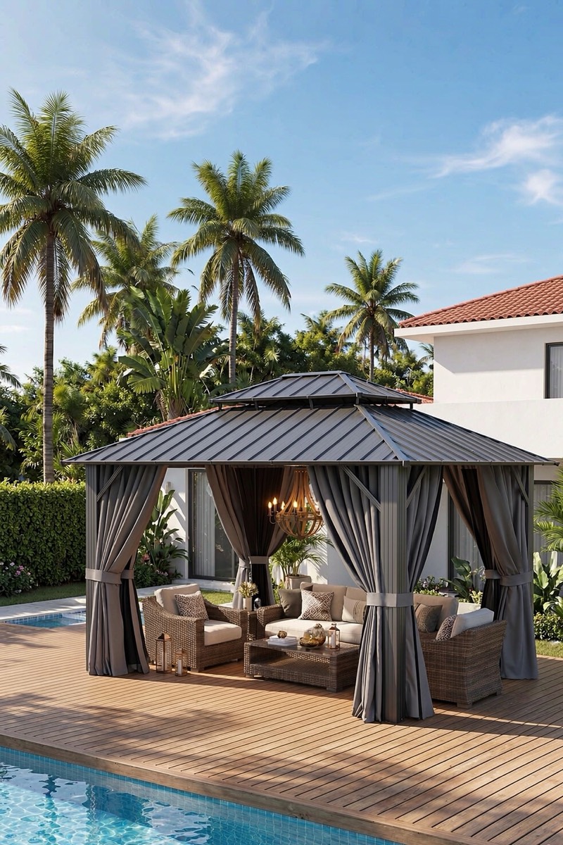 10 × 12 ft Hardtop Gazebo, Steel Roof