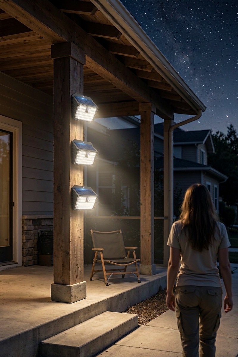Solar fence light with PIR sensor