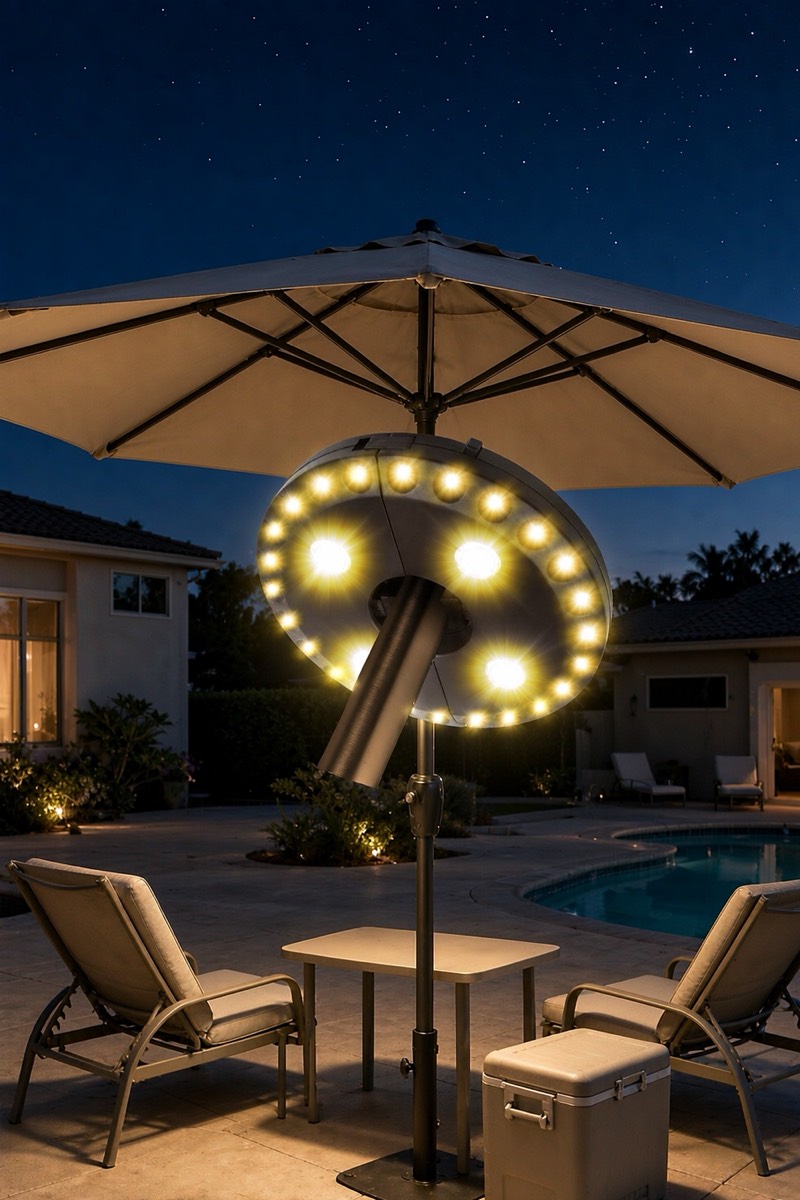 Cordless patio umbrella light, warm white