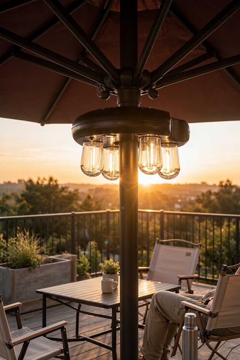 Rechargeable umbrella light with remote